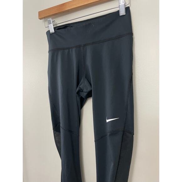 Nike Women's Training Running Athleisure Fly Victory Black Crop Mesh Tight S - Picture 4 of 14